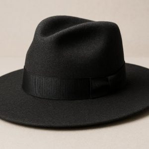 22 Wool Felt Fedora Hat - Sophisticated Wide-Brim Elegance